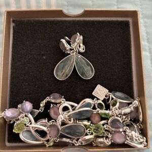 Elegant Anne Klein Jewelry Set - colors are silver, green and lavender.